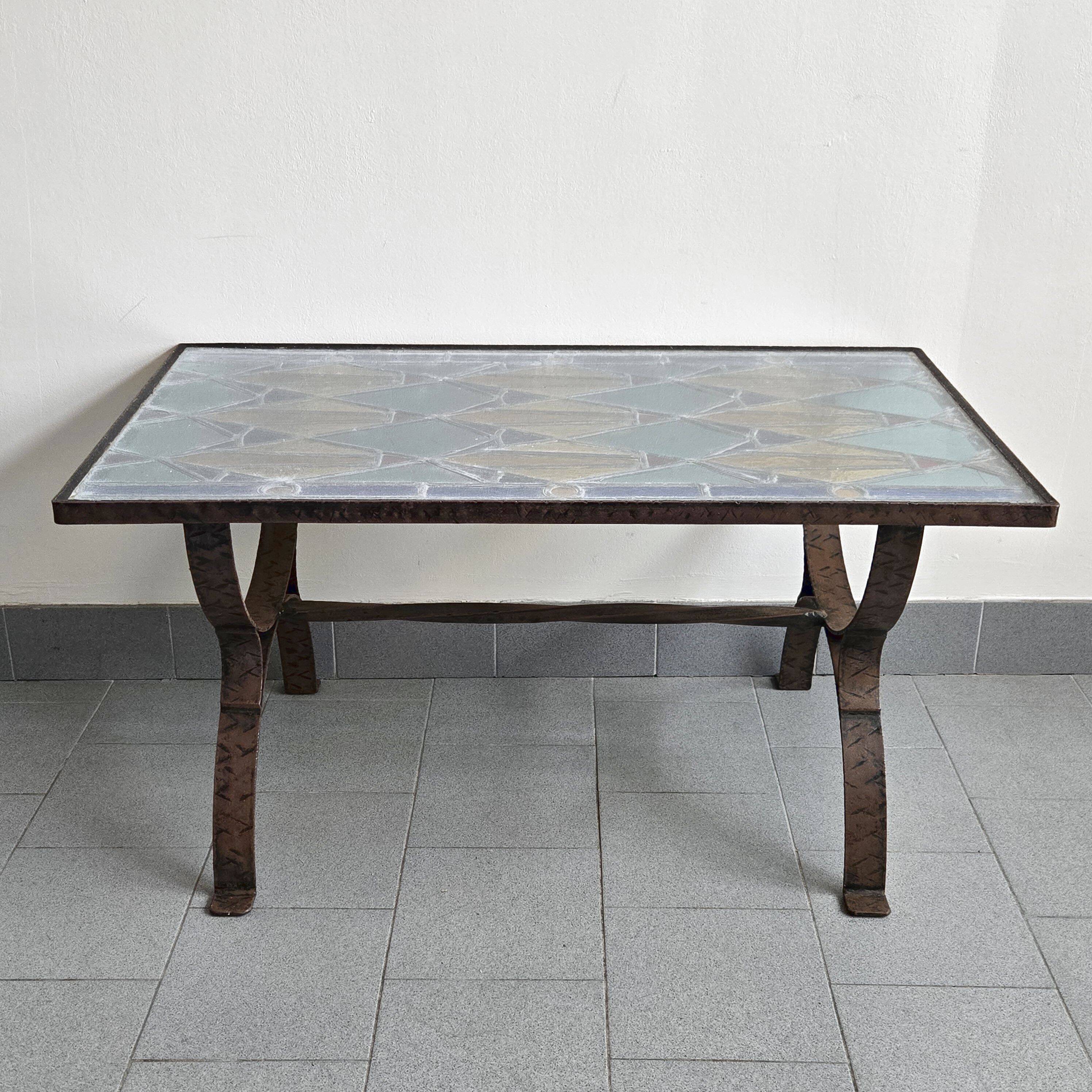 Vintage stained glass coffee table 1960