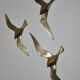Trio of stylized seagulls in gold brass to hang 70s