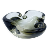 Murano ashtray, black and smoky grey, 1970