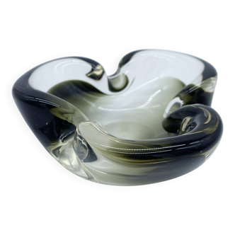 Murano ashtray, black and smoky grey, 1970