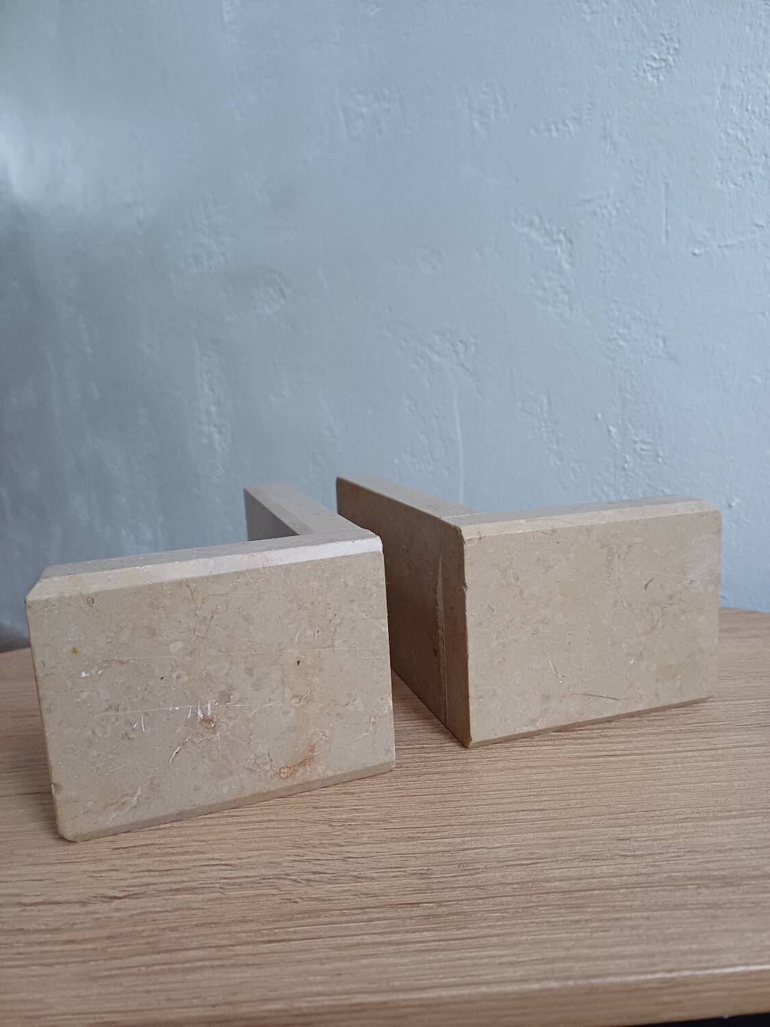 2 Stone Bookends – Art Deco Minimalist Design, France, c. 1930s–1950s