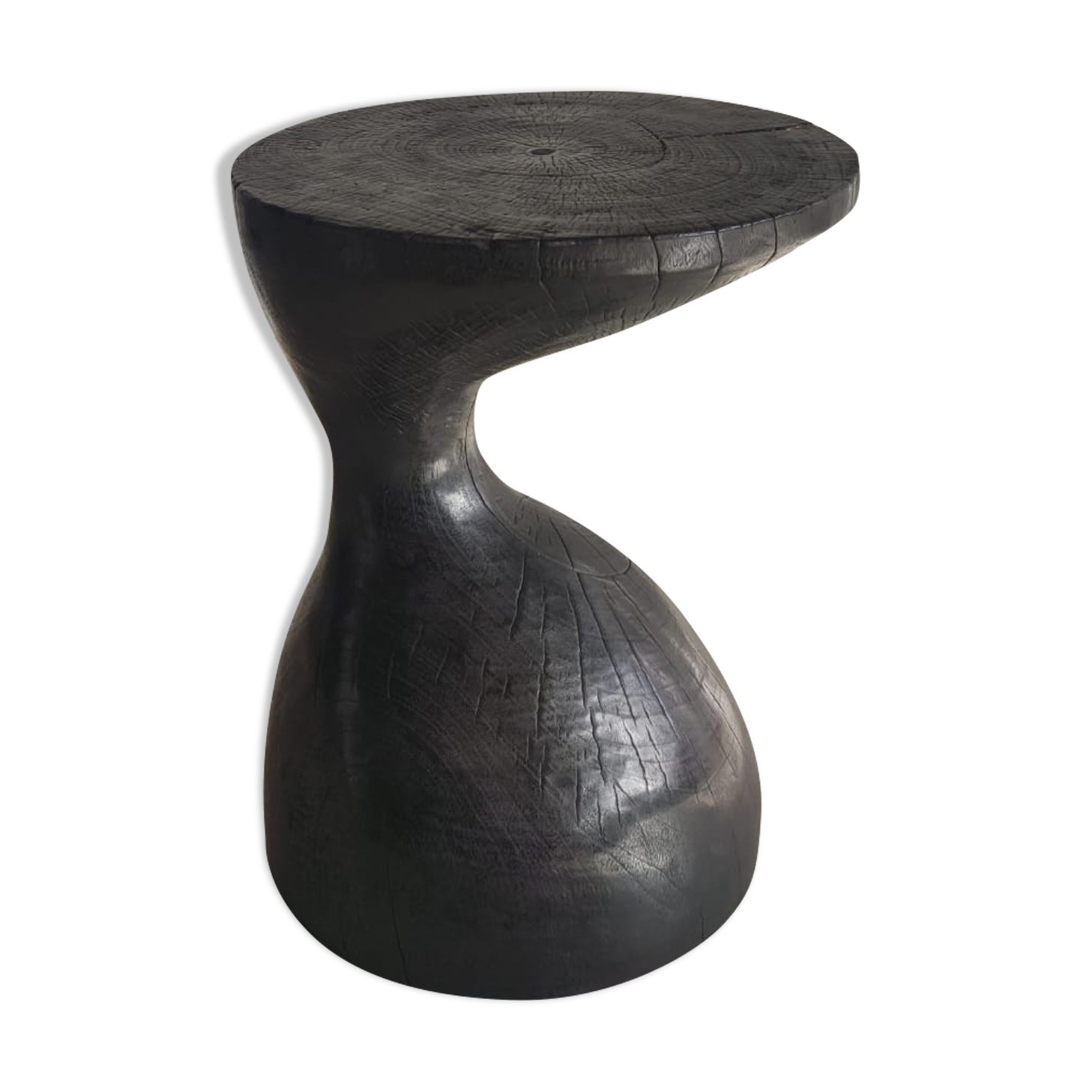 Sofa end in solid wood monoxyl organic shape black color