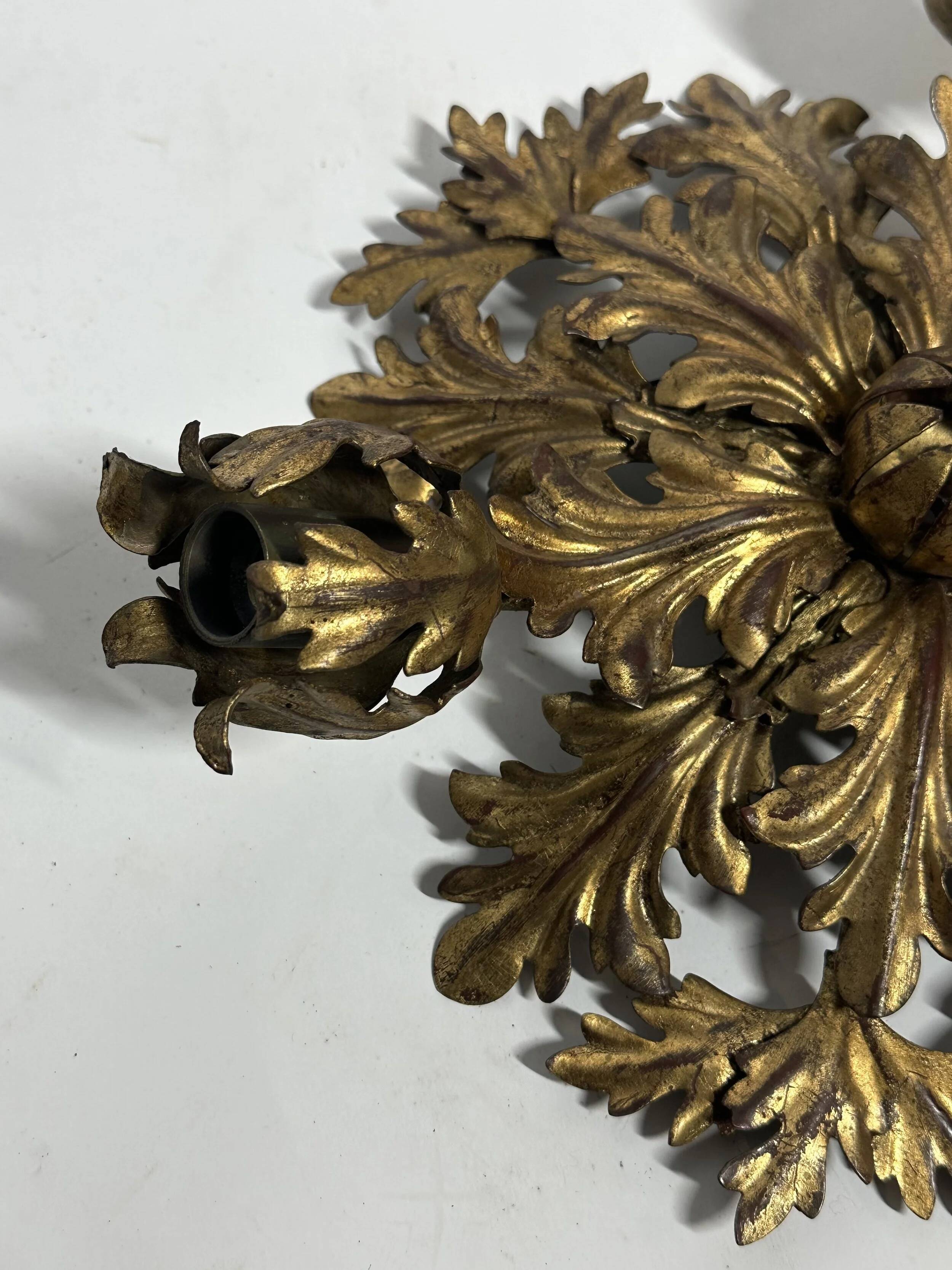 1960s gilt toleware ceiling light by Banci