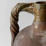 18th-century antique terracotta amphora, Italian ceramic with twisted handles.