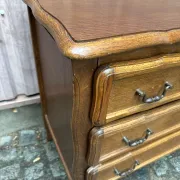 Curved commode with 3 drawers in Louis XV style, made of oak, 1980.