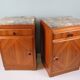 Art Deco bedside tables in oak with an inlaid marble top.