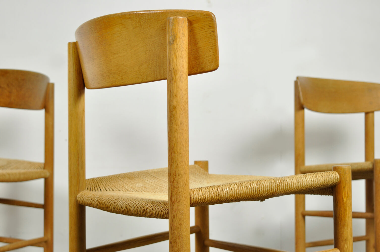 Set of four original oak dining chairs, model J39, by Børge Mogensen for F.D.B. Mobler, Denmark 1960