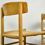 Set of four original oak dining chairs, model J39, by Børge Mogensen for F.D.B. Mobler, Denmark 1960