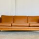 Vintage Danish mid-century Morgans Hansen cognac 3-seater sofa