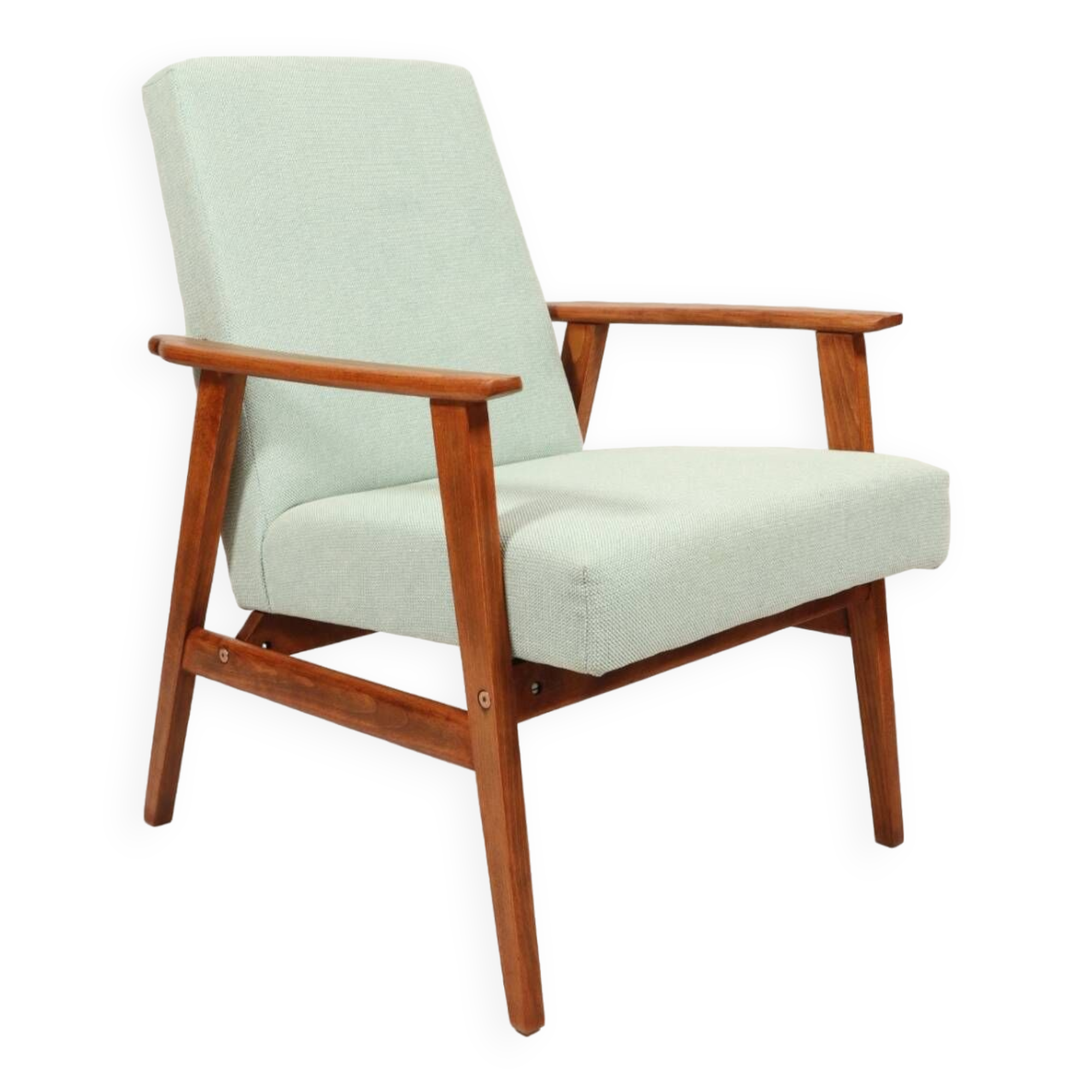 Vintage fauteuil rétro style blue bébé 1970 milieu de siècle modern design fauteuil de salon rénové
