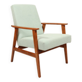 Fauteuil vintage style rétro bleu bébé 1970 milieu de siècle fauteuil design moderne de salon rénové