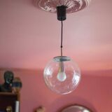 Vintage Glashütte Limburg pendant light, bubbled glass ball, ceiling lamp, ball chandelier