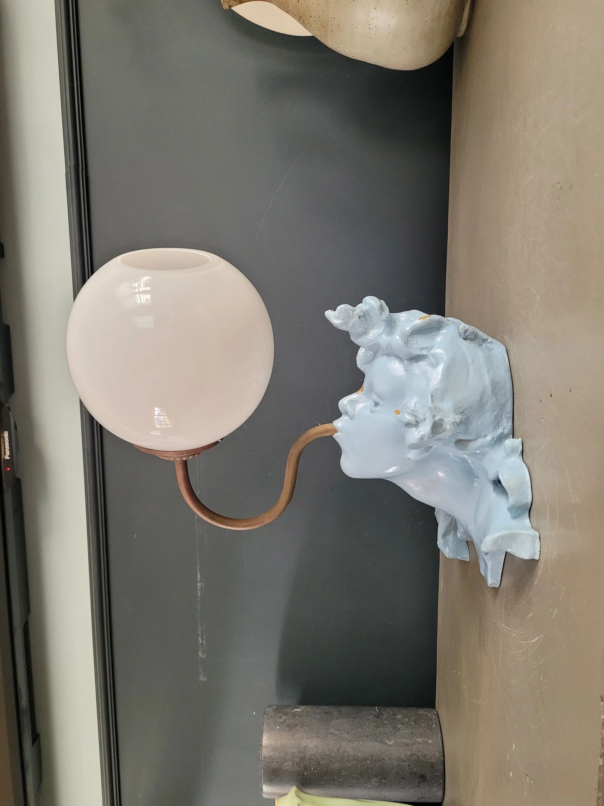 Vintage opaline globe sculptural wall light