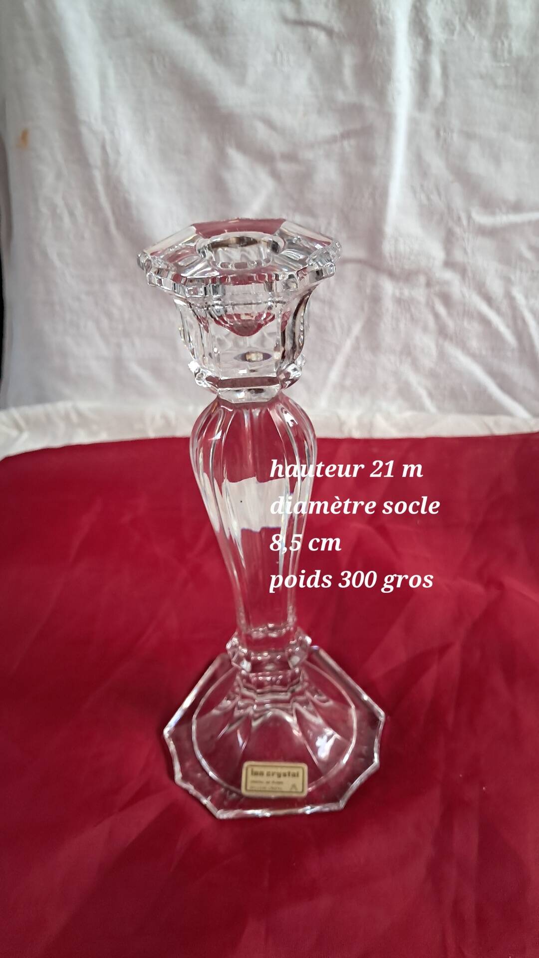 Bougeoir hexagonal en cristal de Bohême vintage —