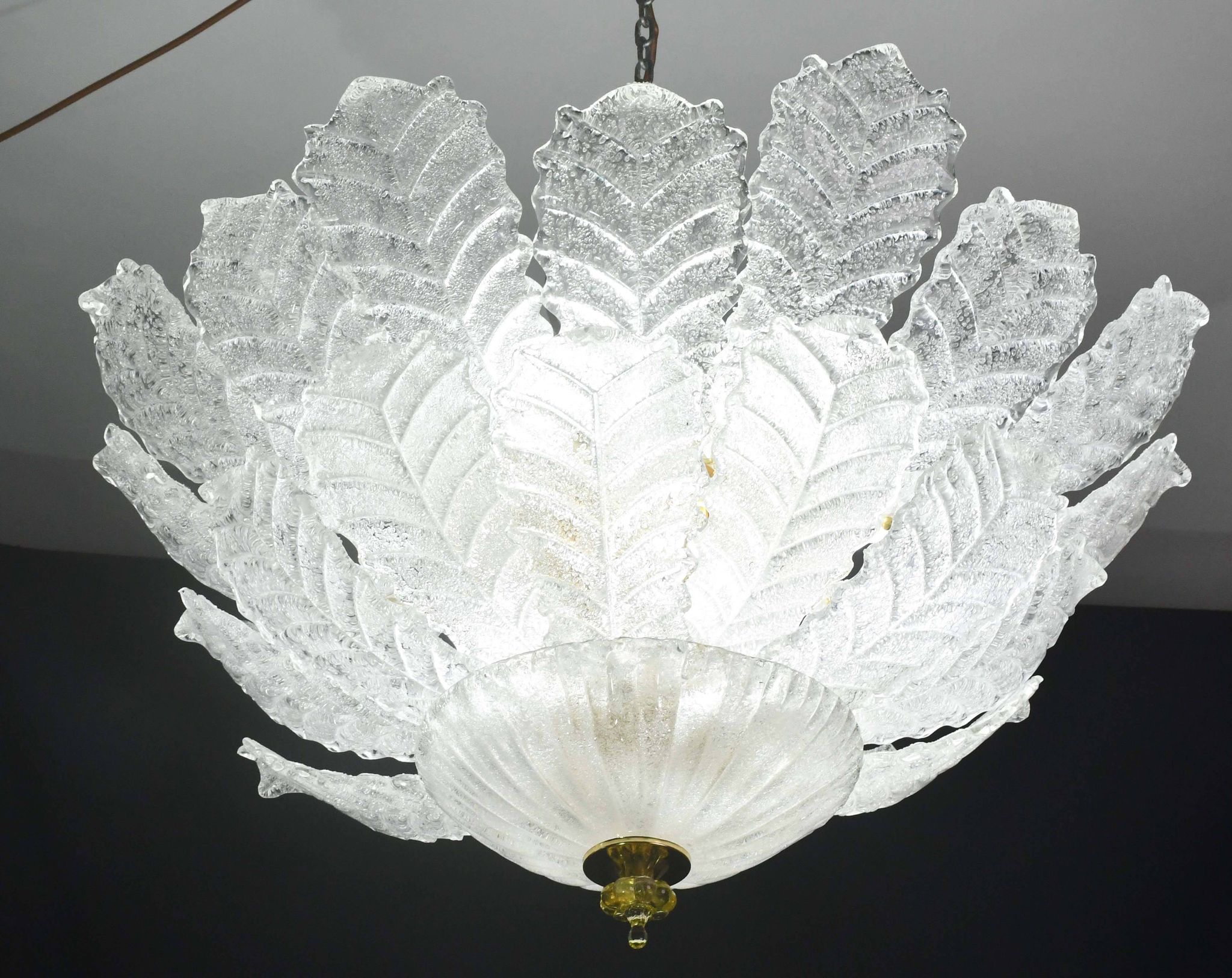 Florence, large size Murano clear transparent vintage glass ceiling light