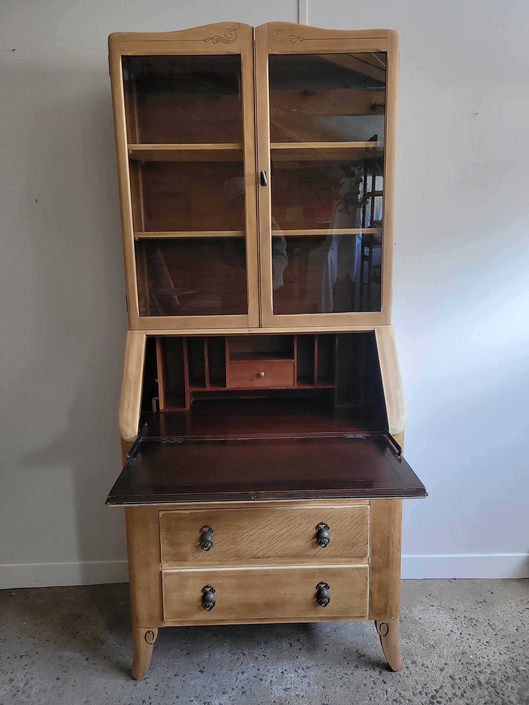 Antique English secretary display cabinet