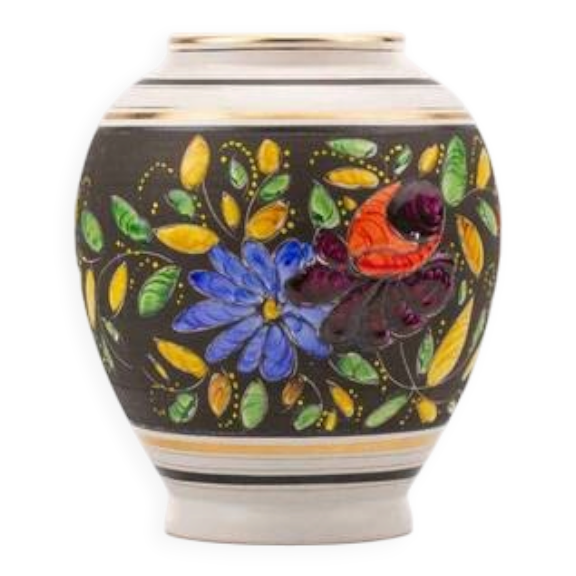 Large porcelain vase H. Becquet floral