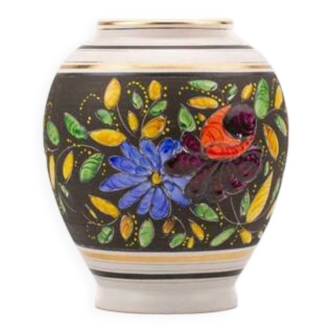 Large porcelain vase H. Becquet floral