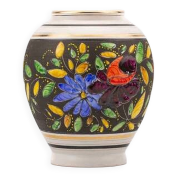 Large porcelain vase H. Becquet floral