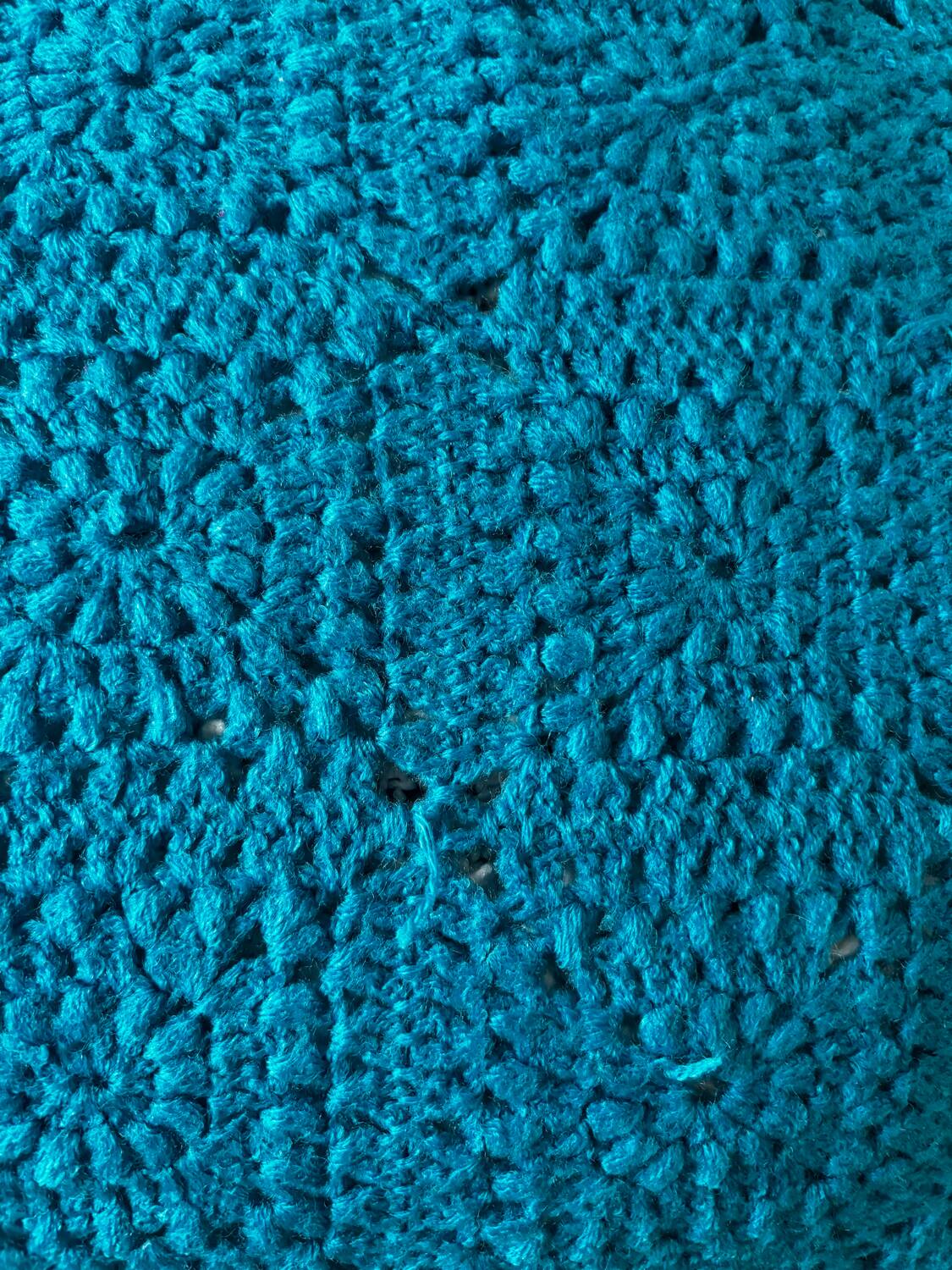 Vintage blue crochet granny blanket