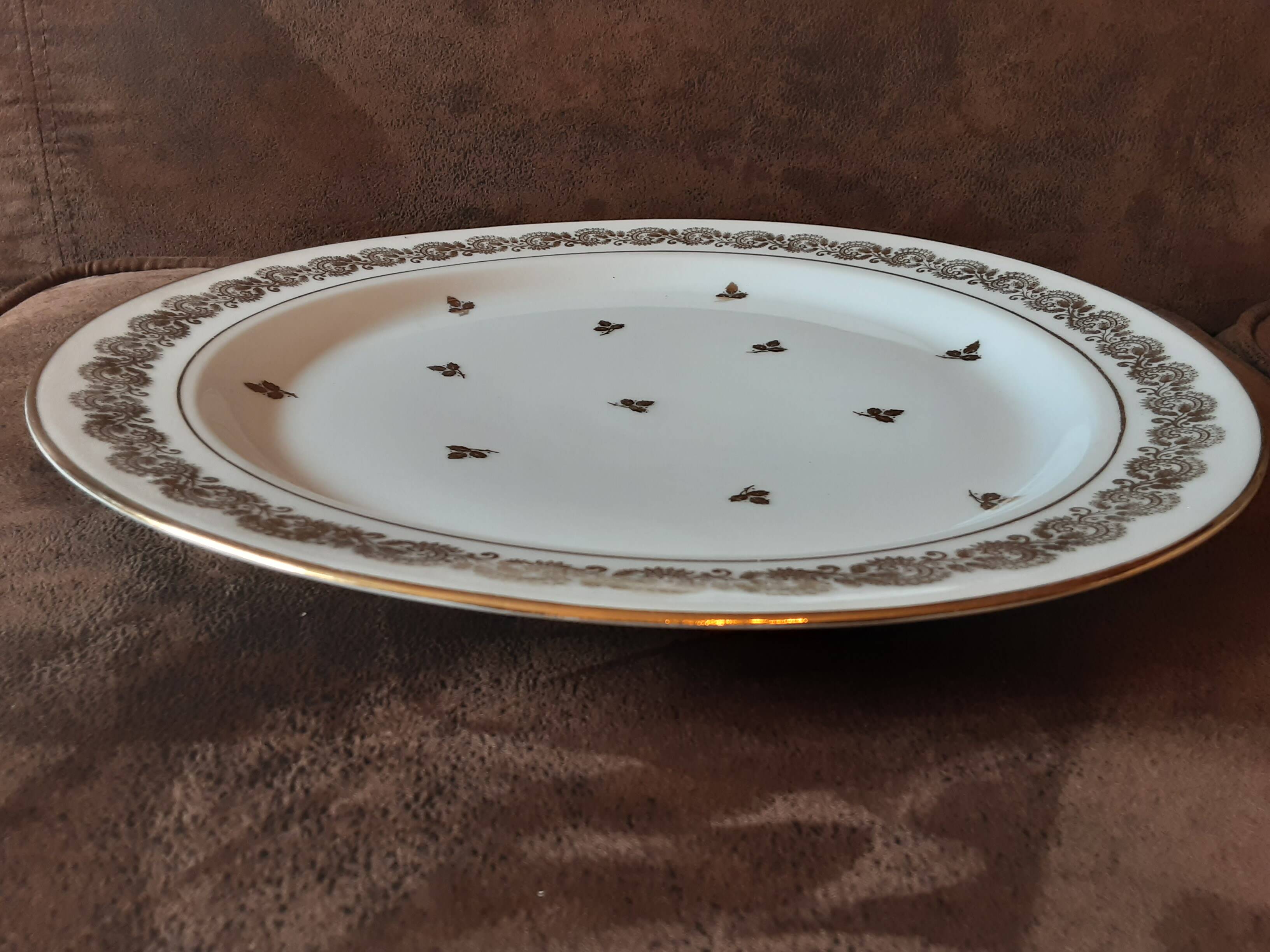 Large round Limoges porcelain dish