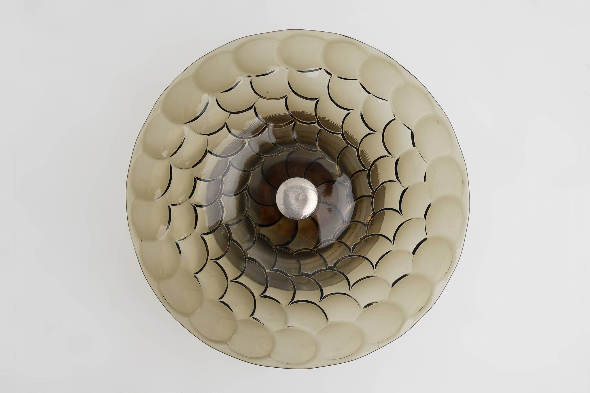 Art Deco Glass, wood and Metal Fruit Bowl, France, 1940s