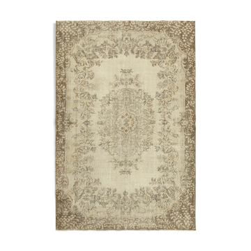 Hand-knotted decorative turkish beige carpet 202 cm x 301 cm