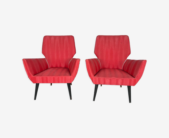 Paire de fauteuils rouges. Italie des années 1950