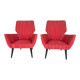 Mid-century modern pair of red armchairs. italy 1950s