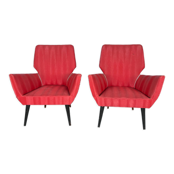 Paire de fauteuils rouges. Italie des années 1950