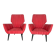Mid-century modern pair of red armchairs. italy 1950s