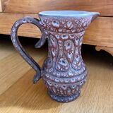 Pitcher Jean Austruy ceramic Vallauris burgundy