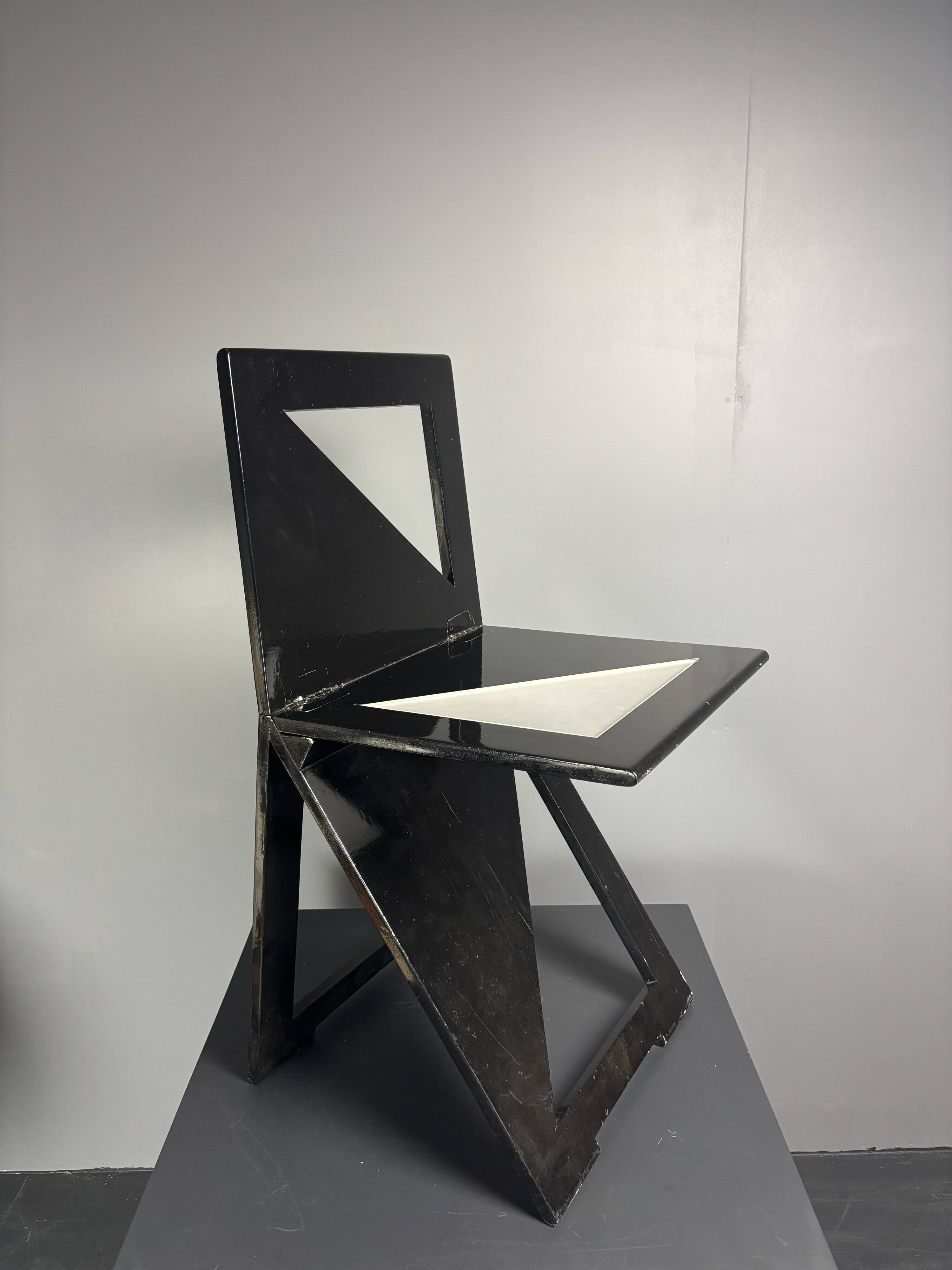 Dutch post modern foldable side chair, Eindhoven Design Academy, 1980s