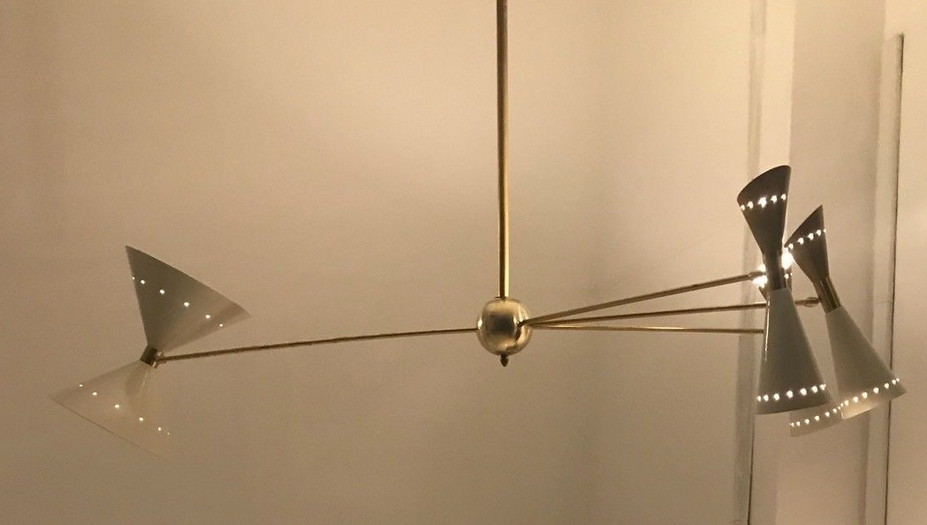 Pendant light 8 lights brass white and golden