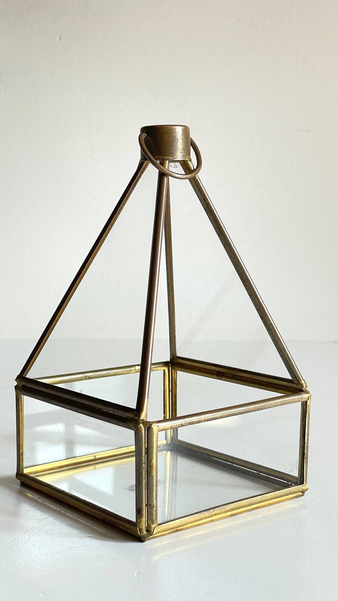 Vide-poche verre et laiton vintage