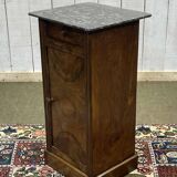 19th century bedside table in walnut, oak and marble top