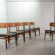 Danish Solid Teak Wooden Dining Chairs with Black Leatherette Seating 1960s