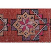 Vintage Turkish hand-knotted wool cotton red runner rug 83x362