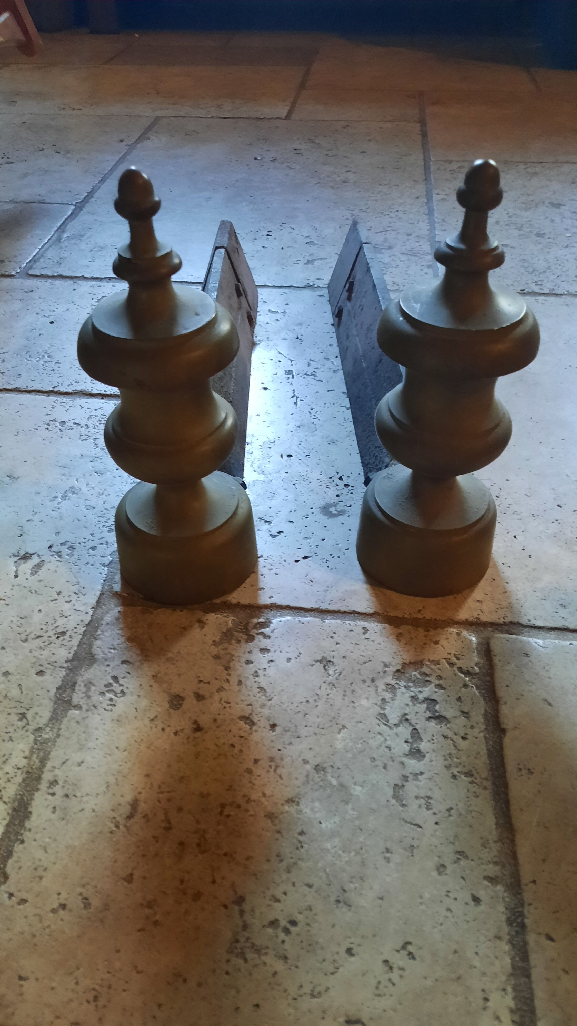 Pair of bronze chenets