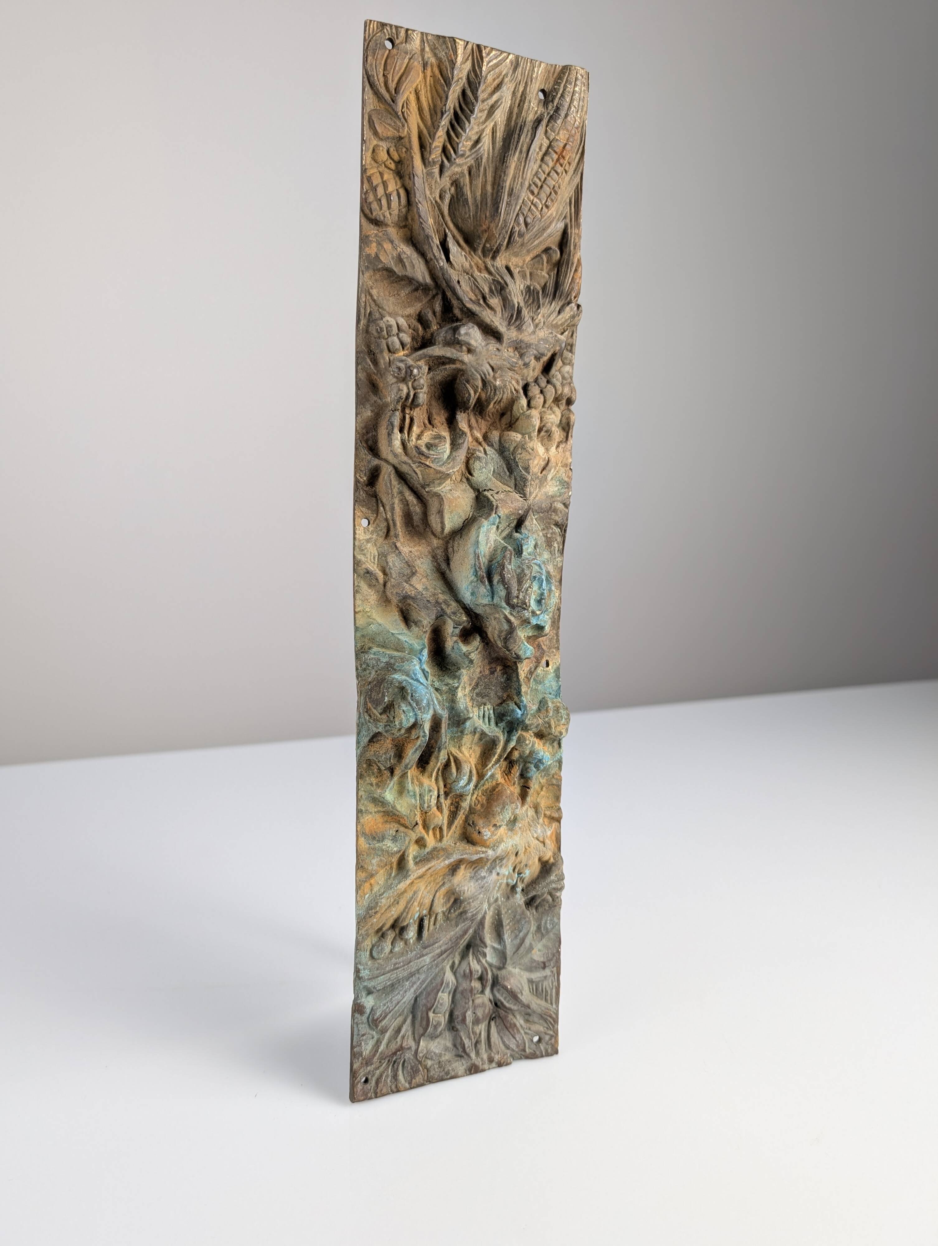 Antique Bronze Relief of Nature and Birds, 1900s