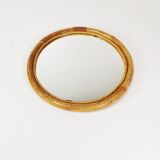 Wall-mounted, round bamboo mirror, Germany, 1970s.