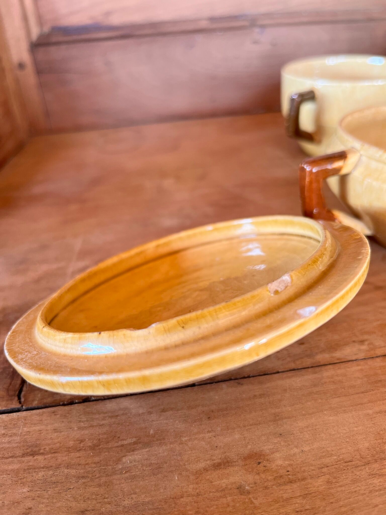 Ochre coffee set signed G. Platon Vallauris