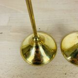 3 Scandinavian style gold-plated brass candle holders