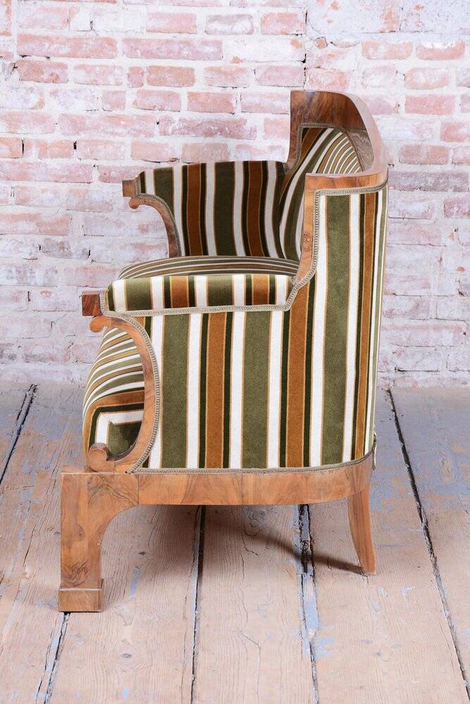 Biedermeier Seating Set in Walnut, 1830s, Set of 3