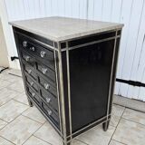 Commode Art Déco à 9 Tiroirs En Laque Et Bronze Nickelé