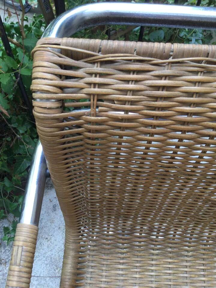 Ludwig van der Rohe MR12 rattan and tubular chrome armchair