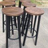 Set of 8 industrial bar stools.
