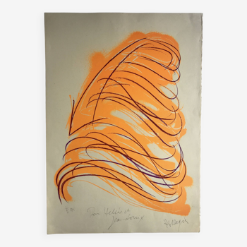 Jean messagier, untitled, c 1974. original lithograph signed in pencil