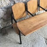 3-seater children's bench or desk - vintage school furniture 1950