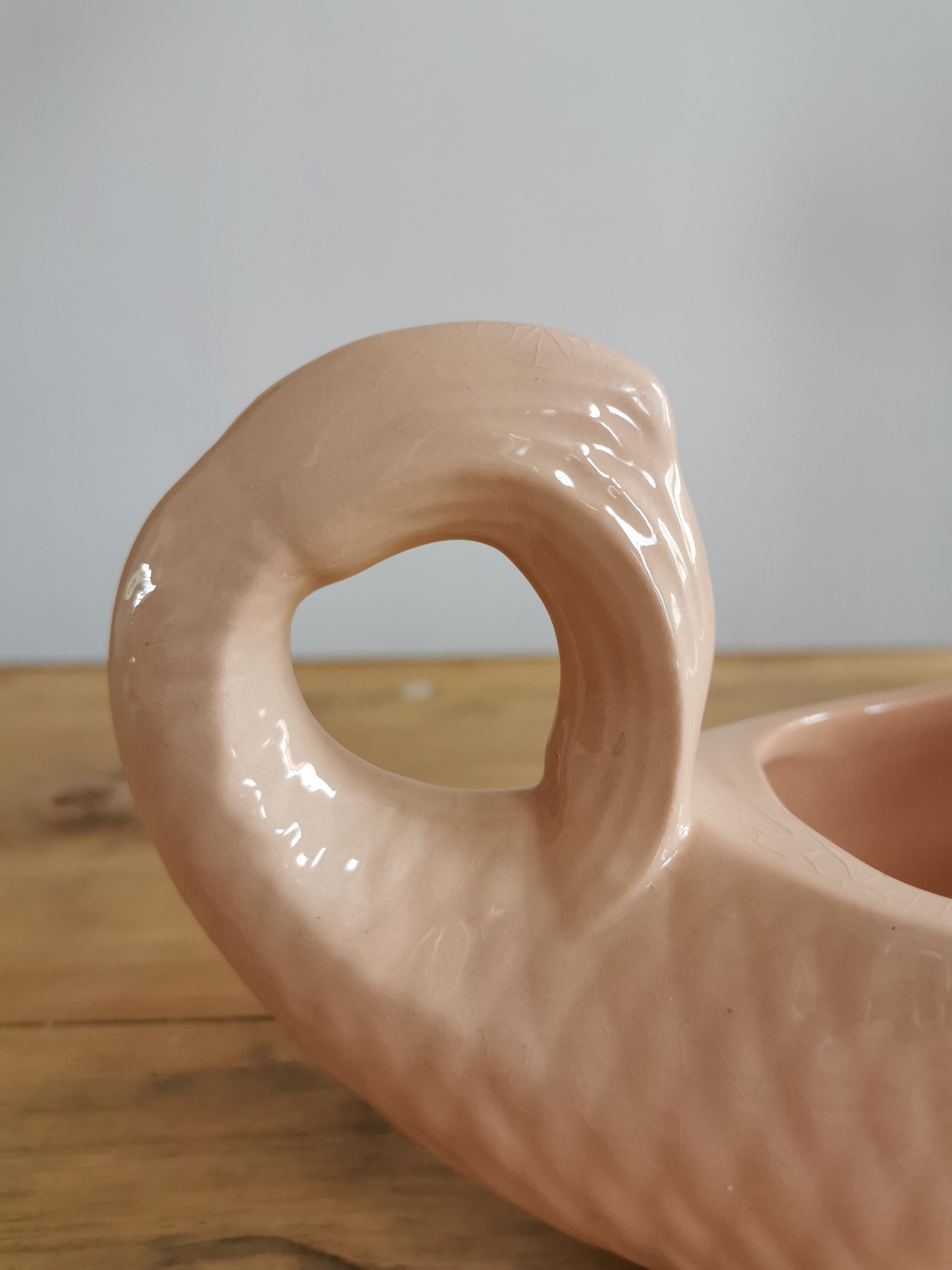 Pink ceramic fish saucière from Digoin, vintage